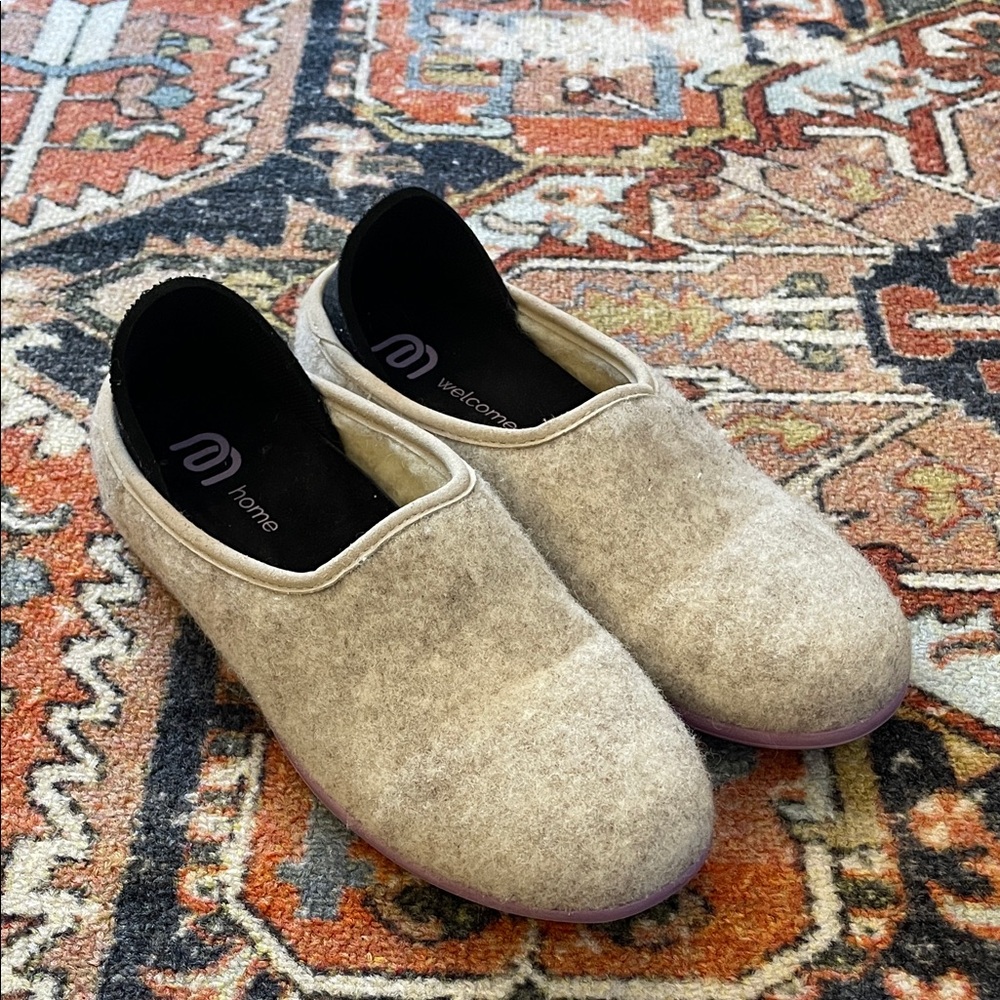 Mahabis classic wool slippers | grey & lavender | Women’s Size 37